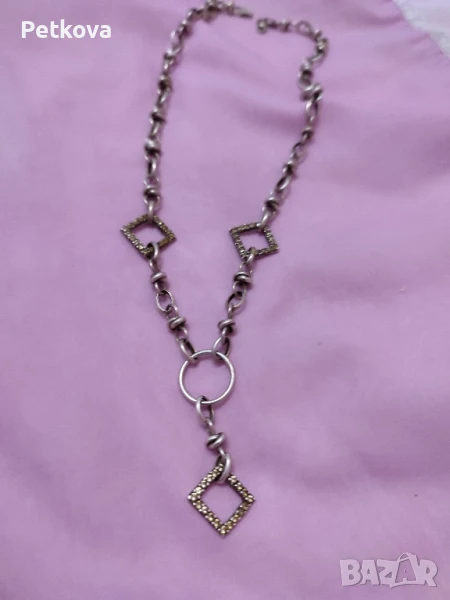 Сребърно колие, ланец с подарък гривна, снимка 1