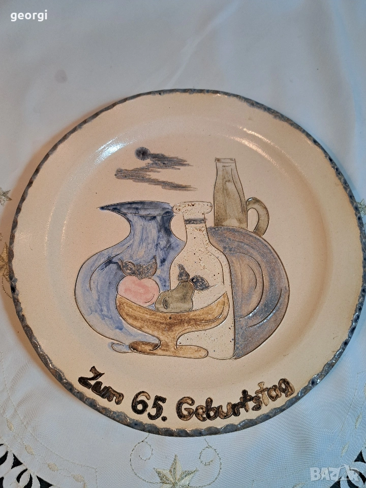 голяма декоративна керамична чиния за стена натюрморт 32/3, снимка 1