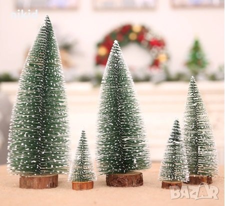 4-15 см декоративна изкуствена елха със сняг декорация украса торта маса и др, снимка 1