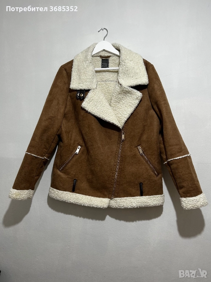 Дамско велурено яке с каракул , снимка 1