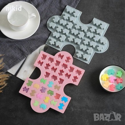 Парченца пъзел силиконов молд за желирани бонбони шоколад лед фондан, снимка 1