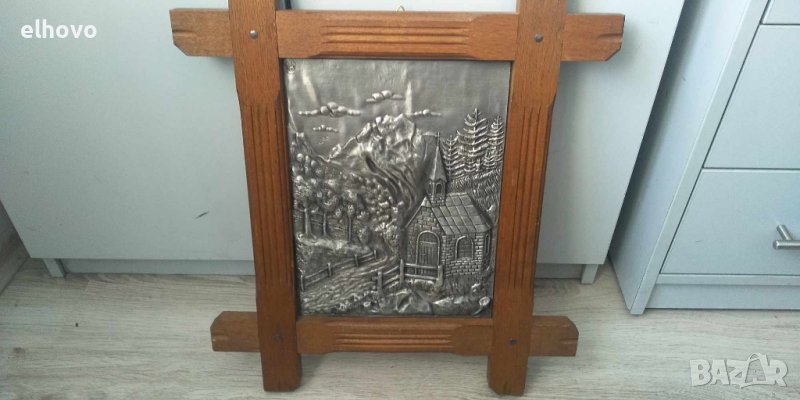 стара немска релефна и гравирана оловно цинкова картина, снимка 1