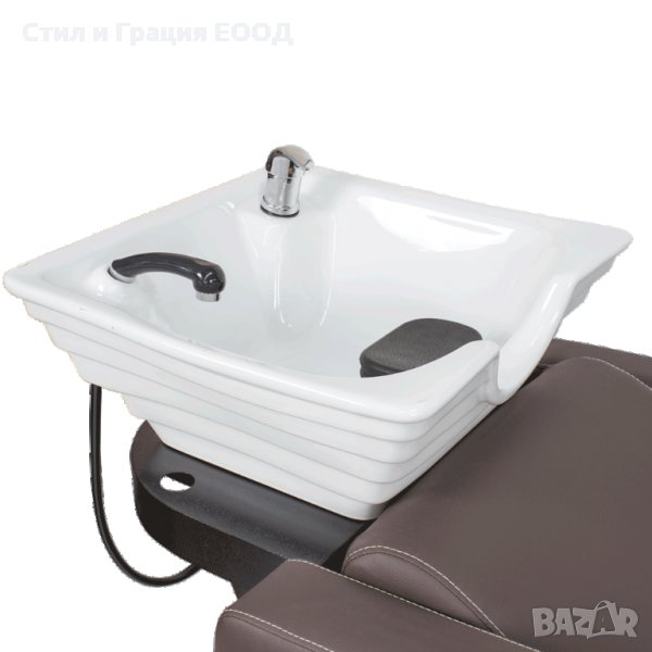 Керамична мивка за фризьорска измивна колона Piramida - бяла/черна, снимка 1