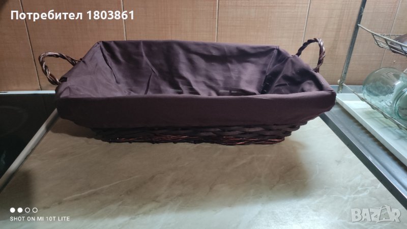 Ратанов панер голям с облицовка в бордо, снимка 1