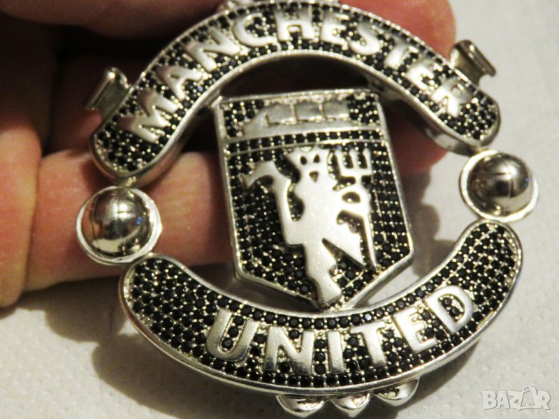 Голяма поръчкова сребърна емблема на  Manchester United, футбол Манчестер юнайтед сребро, снимка 1