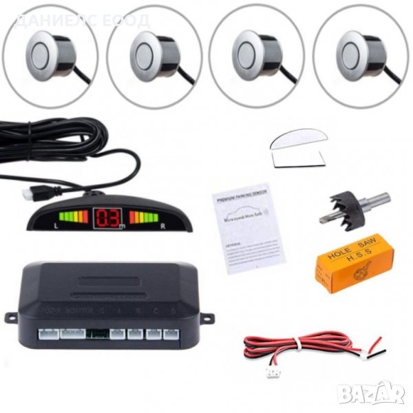 Парктроник Сив с 4 датчика, LCD дисплей и звукова сигнализация, снимка 1