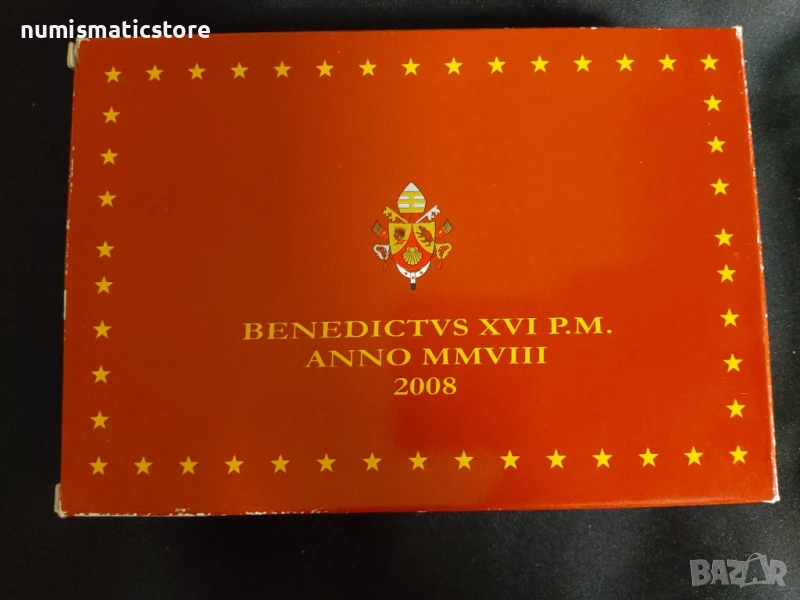 Ватикана PROOF 2008 г. - комплектен сет от 1 цент до 2 евро + възпоменателен сребърен медал, снимка 1