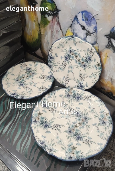 Порцеланов сервиз за торта от 7 части - 6 броя десертни чинии - 1 брой тортена Цена - 67,50 лв, снимка 1