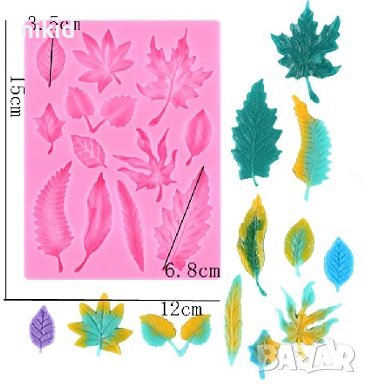 Много видове листа листо листенца силиконов молд форма фондан шоколад декор, снимка 1