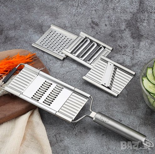 👨‍🍳 Кухненски инструмент за ренде с дръжка и три приставки, снимка 1