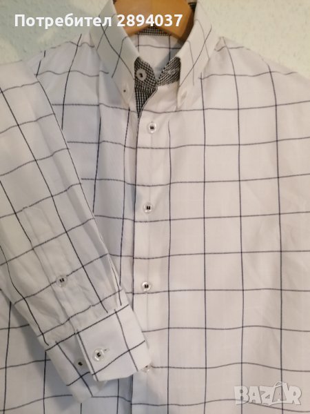 Елегантна карирана мъжка риза бяло/черно Matuski, снимка 1