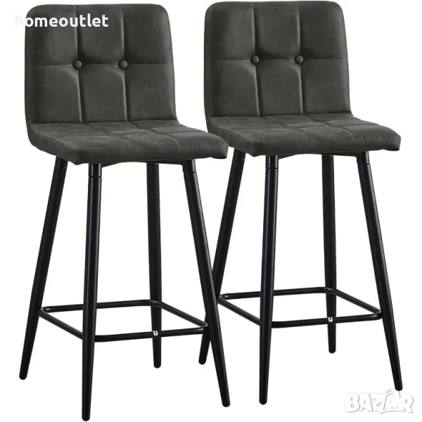 ПРОМОЦИЯ Бар столове с винтидж дизайн и дамаска от мека PU кожа C-U-BS-0081GY, снимка 1