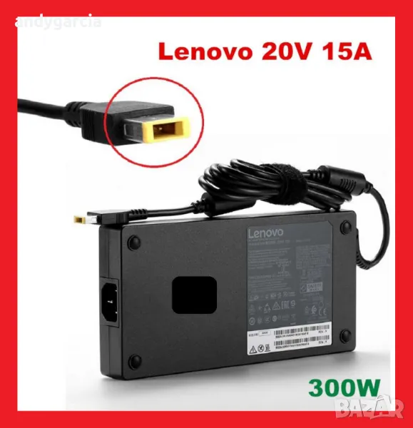 300W 20V 15A Lenovo Slim AC adapter оригинално зарядно за лаптоп square pin, снимка 1