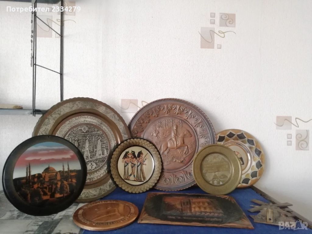 Стари чинии за стена, образи металопластика. Различни автори, години и различни държави, , снимка 1