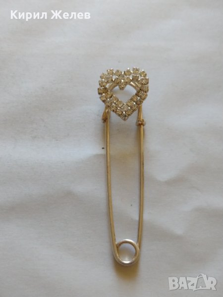 Метална брошка игла ❤️ кристали - 22950, снимка 1