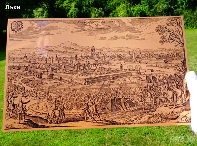 Медна картина,гравюра Битка при Франкфурт. , снимка 1