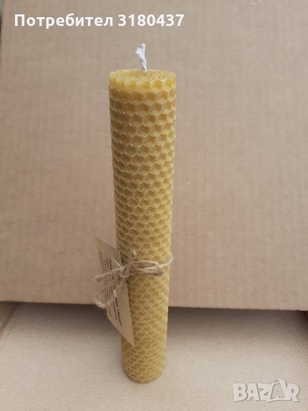 Навита восъчна свещ, права, дълга, снимка 1