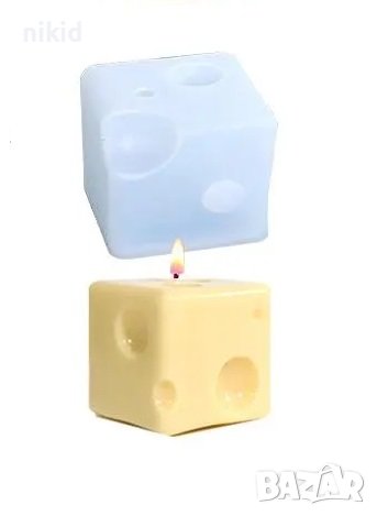 3d къб кубче квадрат сирене кашкавал силиконов молд форма фондан гипс смола шоколад свещ сапун, снимка 1