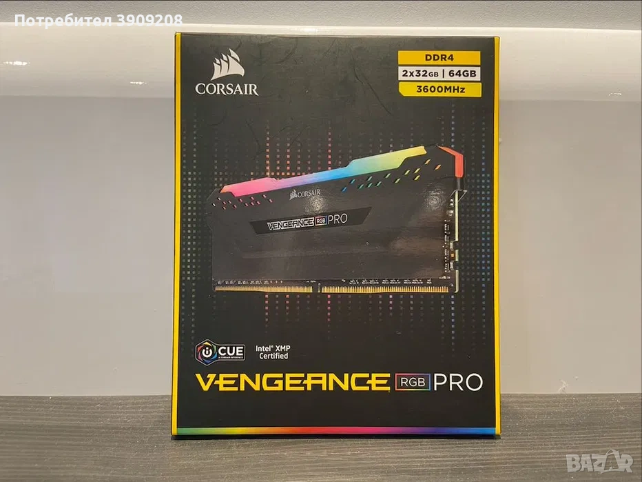 Рам памет 64GB (2 x 32GB) DDR4 3600MHz, Corsair Vengeance RGB Pro, C18, снимка 1