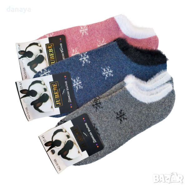 4314 Дамски дебели зимни вълнени чорапи Снежинки, 37-41 номер, снимка 1