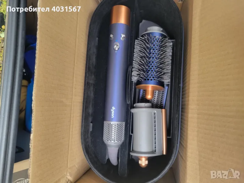 Маша / сешоар Dyson Airwrap Long - нов, пълен комплект, 5в1 - цвят Пруско синьо/мед, снимка 1
