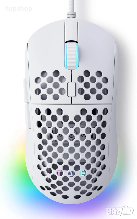 Геймърска мишка TMKB Falcon M1SE Ultralight - 12800 DPI, RGB, Бяла, ултра лека, снимка 1