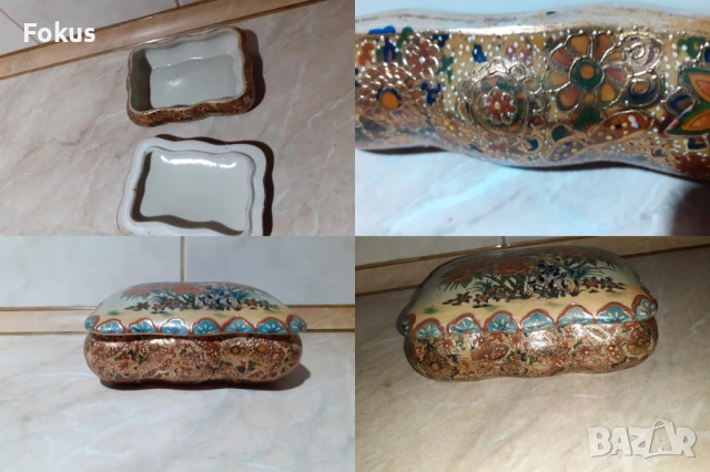 Страхотна стара китайска кутия бижутерка порцелан сатцума, снимка 7 - Антикварни и старинни предмети - 53340743