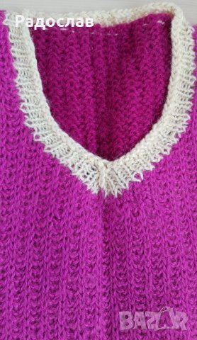 Детски ръчно плетен пуловер нов лилав 12 - 14 год, снимка 2 - Детски пуловери и жилетки - 36617214