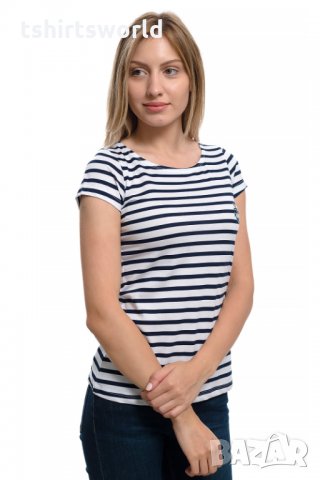 Нова дамска моряшка тениска с малък трансферен печат Котвичка, снимка 5 - Тениски - 27952521