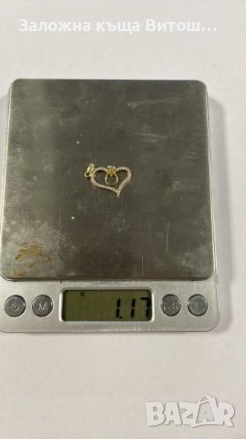 Златна висулка сърце 14к/1.17 гр., снимка 2 - Колиета, медальони, синджири - 39032236