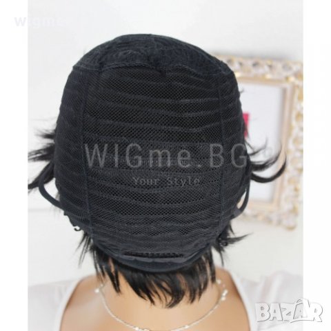 Къса черна перука с бретон Ашли, снимка 4 - Аксесоари за коса - 33015476