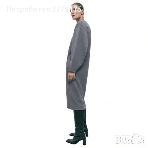 Zara памучна сива рокля, снимка 7 - Рокли - 53277002