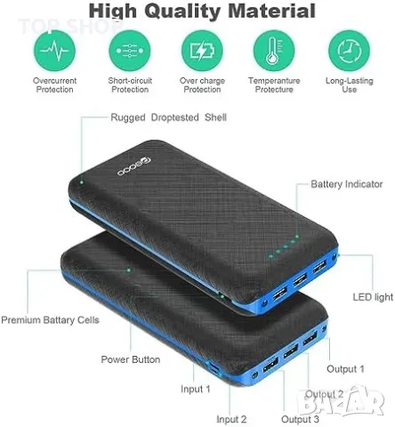 Ново Преносимо бързо зарядно устройство Power Bank 30000mAh батерия банка, снимка 4 - Друга електроника - 49956881