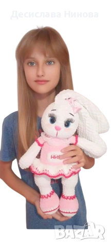 Красива, голяма зайка-ръчна изработка,, снимка 8 - Плюшени играчки - 41159103