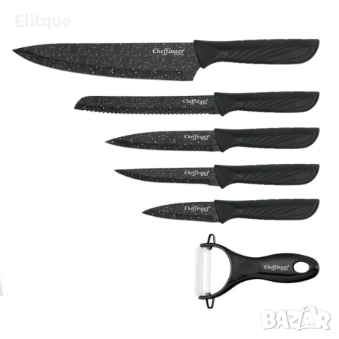 Комплект кухненски н о ж о в е Cheffinger MB09 – 6 части с мраморно покритие и магнитна кутия, снимка 8 - Други - 53262725