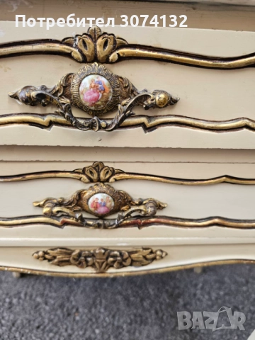 Шкафче в стил Луи 15 с плод от мрамор, снимка 3 - Шкафове - 52712489