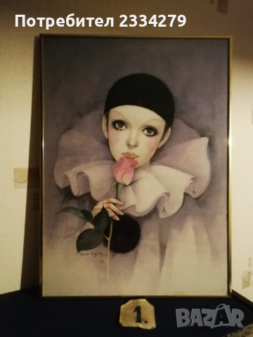 Картини ,,ТЪЖНАТА РОЗА" ПИЕРО ЛЮБОВ, по Мира Фуджита. Офсетова литография. И други две рисувани. , снимка 8 - Картини - 45880623