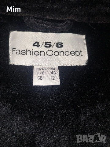Fashion Concept M/L Черен кожух от велур с мека подплата , снимка 6 - Палта, манта - 52384588