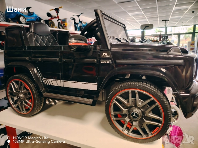 Акумулаторен джип Mercedes G63 черен металик , снимка 2 - Детски велосипеди, триколки и коли - 51615112
