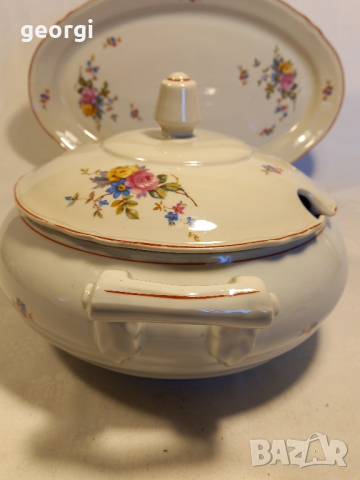 Български порцеланов супник с плато   14/4, снимка 2 - Сервизи - 44889529