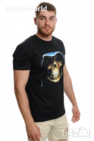 Нова мъжка тениска с дигитален печат Череп с качулка, Скелет, снимка 5 - Тениски - 37664193