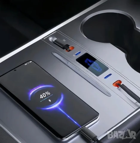 Разширителен Хъб за Tesla Model 3/Y 2021–2024, 2xUSB-C, 2xUSB-A, Бързо Зареждане, Лесно Фиксиране!, снимка 4 - Аксесоари и консумативи - 51348552