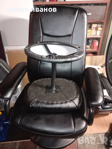 Релакс стол с табуретка кожени, снимка 9 - Столове - 53254069