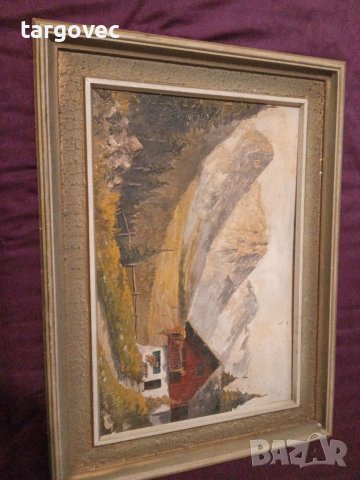 Невероятна планинска картина масло на фазер, снимка 3 - Антикварни и старинни предмети - 39761799