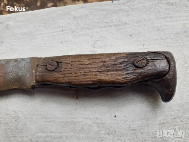 Стар масивен кован военен боен нож мачете ПСВ маркировка, снимка 3 - Антикварни и старинни предмети - 51882076