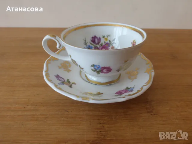 Колекционерска порцеланова чаша за кафе сет Райхенбах 1970 г, снимка 3 - Чаши - 47484940