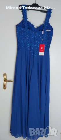 Абитуриентскa роклa. А-силует от шифон с дължина до пода и с мъниста, разделена отпред. ЕU42 XL-250л, снимка 4 - Рокли - 36675912