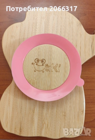 Детски комплект за хранене Oaki, Бамбукова купа, Чиния с форма на слонче, Лъжица, Розов, снимка 5 - Други - 53395708