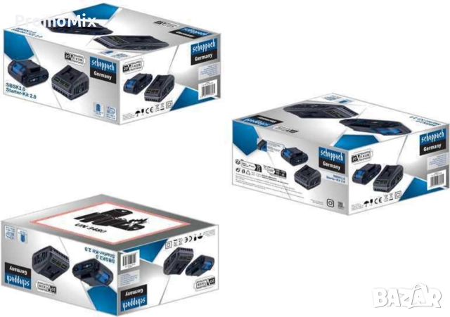 Комплект батерия 2Ah със зарядно Scheppach IXES SBSK2 2.4А Li-ion 20V Бързо зарядно устройство, снимка 2 - Други инструменти - 52463994