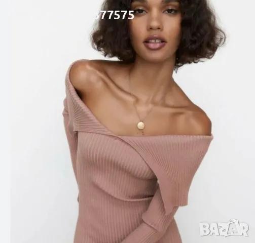 Zara блуза дълъг ръкав пуловер яка пепел от рози розов